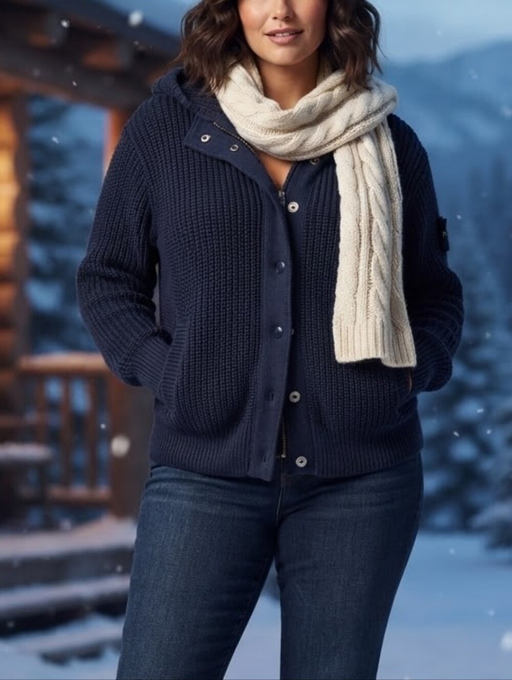 Banana Republic Organic Cotton Chunky Hooded Knit Cardigan XL